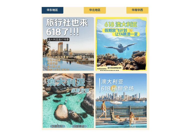 Examples of trending travel-related hashtags on Xiaohongshu
